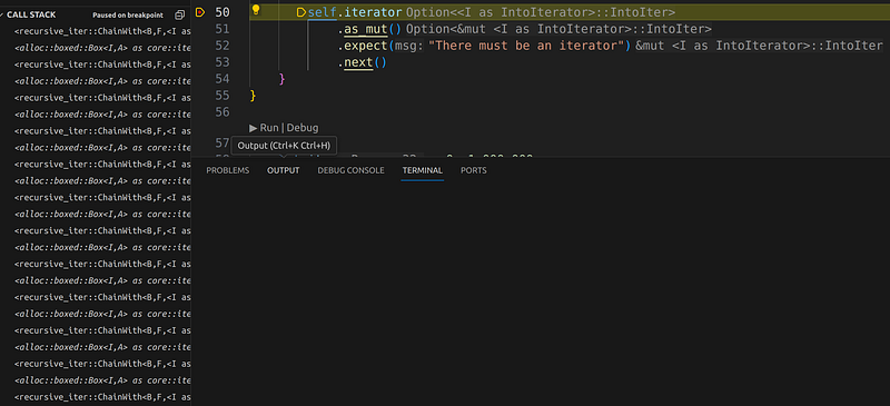 Nested call into ChainWith::next()