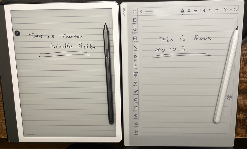 Kindle Scribe (left) vs Go 10.3 (right)